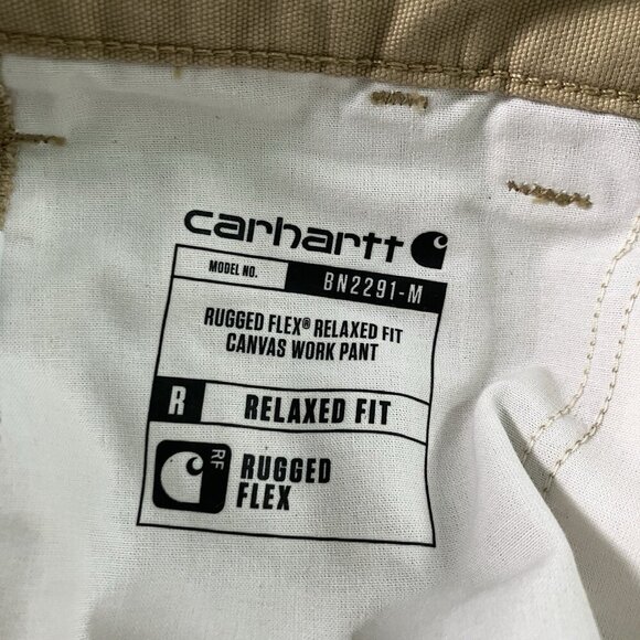Carhartt Pants Mens 33x28 Rugged Flex Relaxed Fit Tan Canvas Workwear - Picture 8 of 12